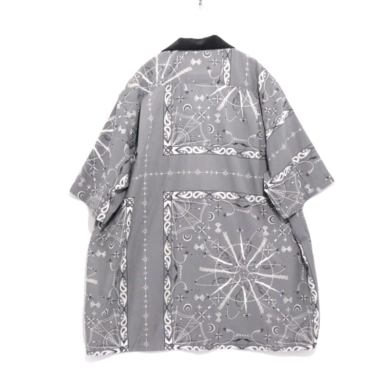 sacai Dr. Woo Bandana Print Open Collar Gray 20SS Shirt Size 4