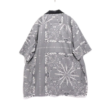 sacai Dr. Woo Bandana Print Open Collar Gray 20SS Shirt Size 4