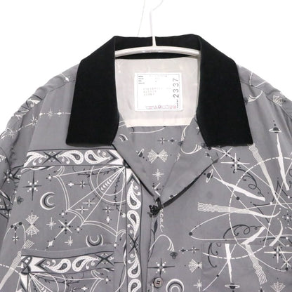 sacai Dr. Woo Bandana Print Open Collar Gray 20SS Shirt Size 4