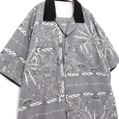 sacai Dr. Woo Bandana Print Open Collar Gray 20SS Shirt Size 4