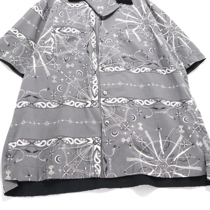sacai Dr. Woo Bandana Print Open Collar Gray 20SS Shirt Size 4