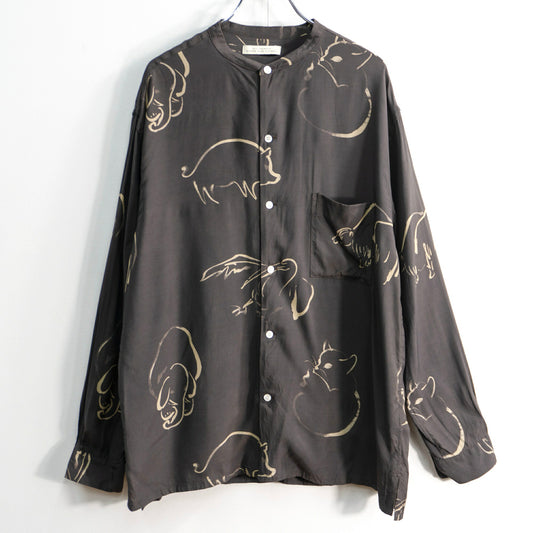 OLDJOE Rayon Animal Print Band Collar Shirt Size 15