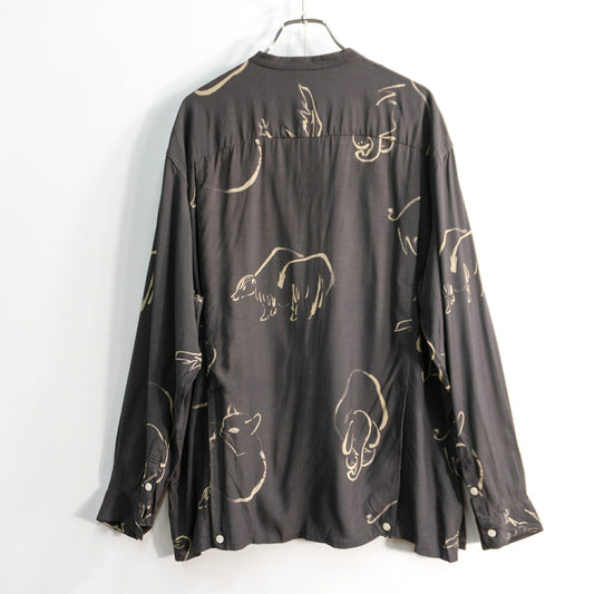 OLDJOE Rayon Animal Print Band Collar Shirt Size 15