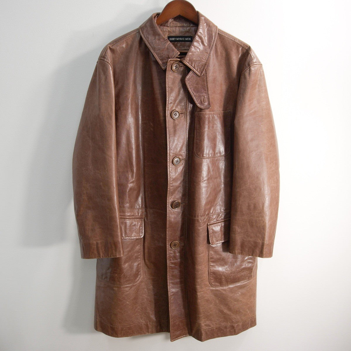 ISSEY MIYAKE MEN Archive All Leather Coat Brown Size 2