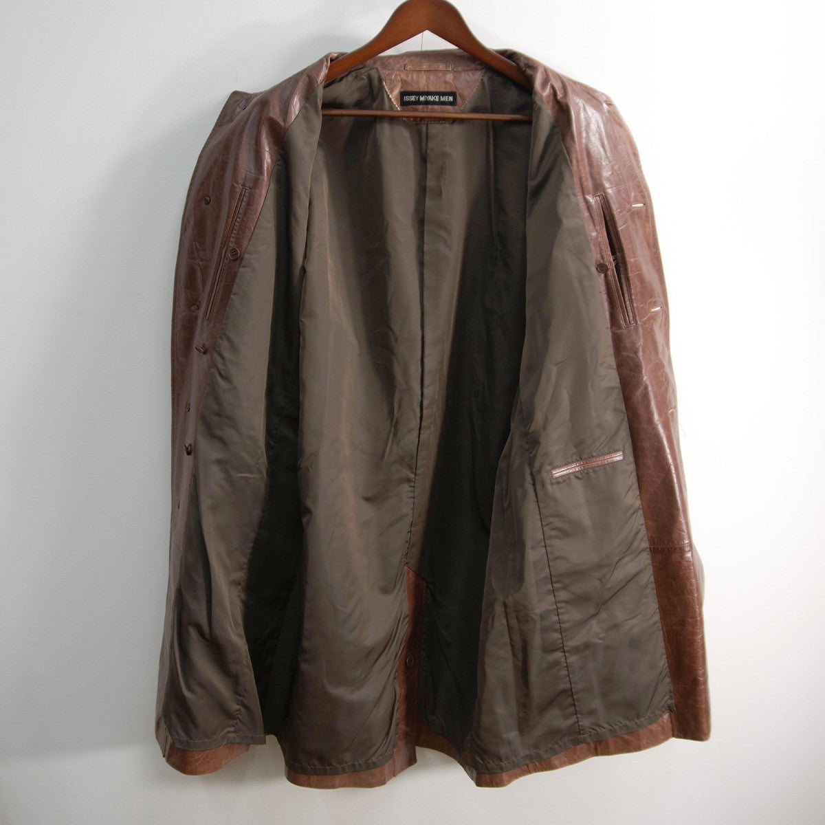 ISSEY MIYAKE MEN Archive All Leather Coat Brown Size 2