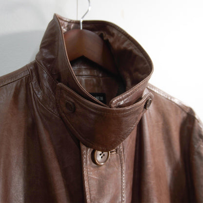 ISSEY MIYAKE MEN Archive All Leather Coat Brown Size 2