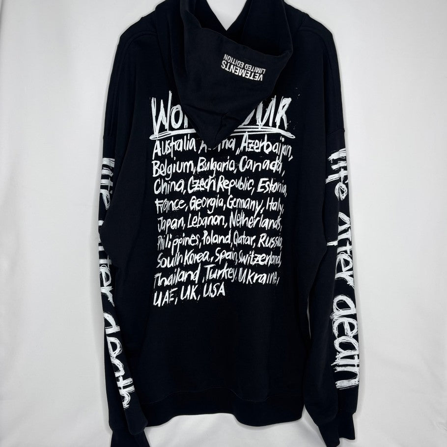 VETEMENTS 21AW World Tour Logo Hoodie Black Size S
