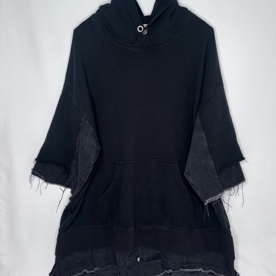 KIDILL Layered Look Oversized Pullover Hoodie Black