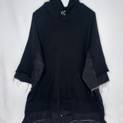 KIDILL Layered Look Oversized Pullover Hoodie Black