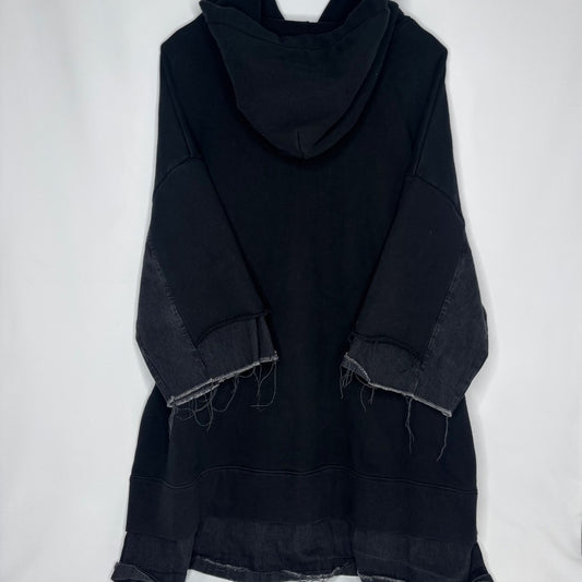 KIDILL Layered Look Oversized Pullover Hoodie Black
