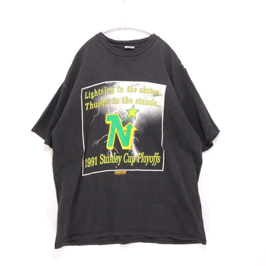 Vintage 90s Minnesota North Stars T-Shirt Black Size XL