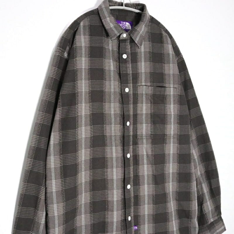 THE NORTH FACE PURPLE LABEL Plaid Dobby Shirt Gray Size L