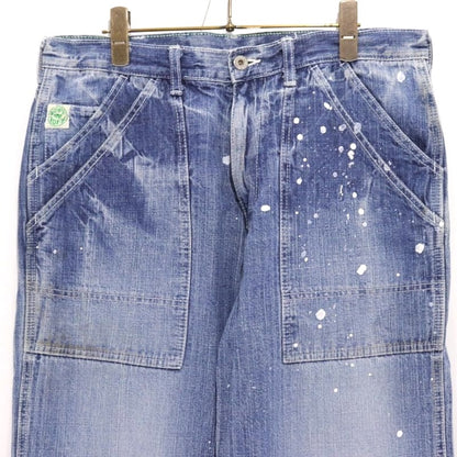 HECTIC Y2K Herringbone Paint Custom Bush Pants Blue Size M