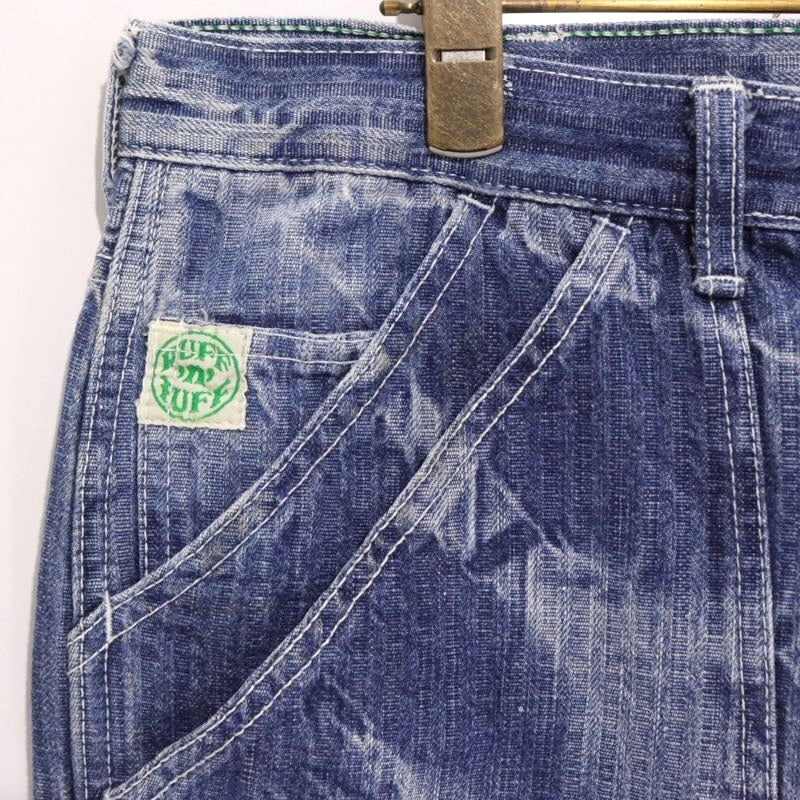 HECTIC Y2K Herringbone Paint Custom Bush Pants Blue Size M