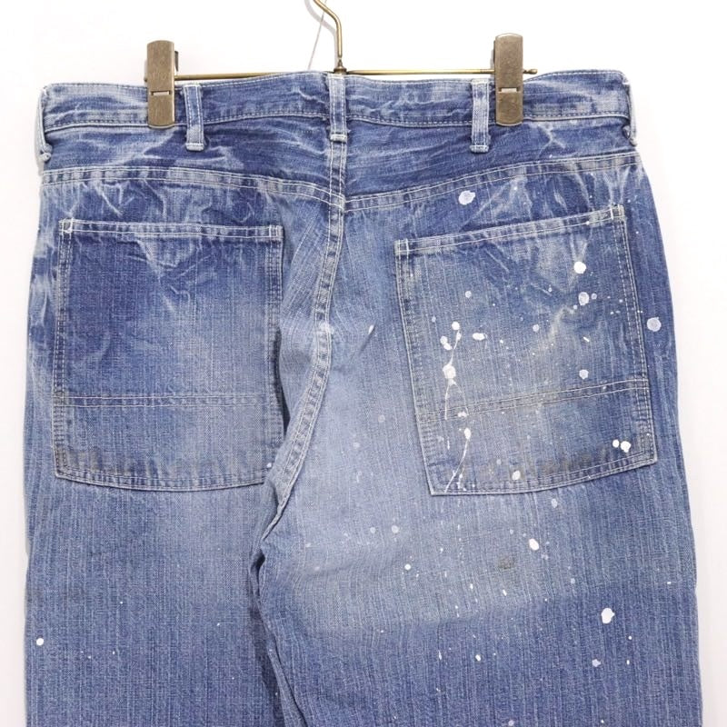 HECTIC Y2K Herringbone Paint Custom Bush Pants Blue Size M