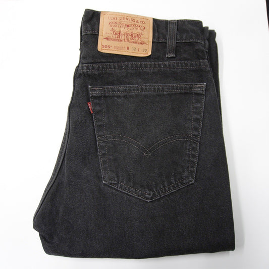 LEVI'S 505 USA Made Garment Dyed Black Denim Size 32×32