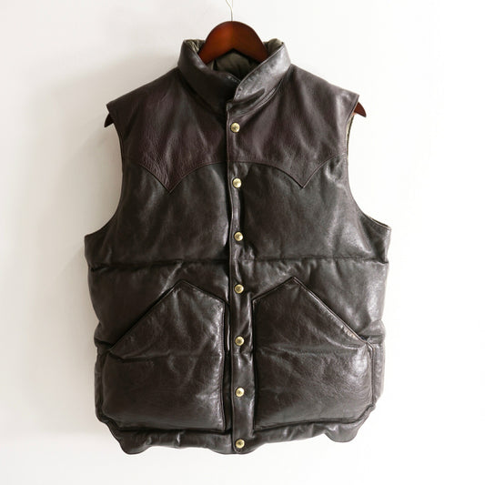 RAINBOW COUNTRY Horsehide Leather Down Vest Brown Size M