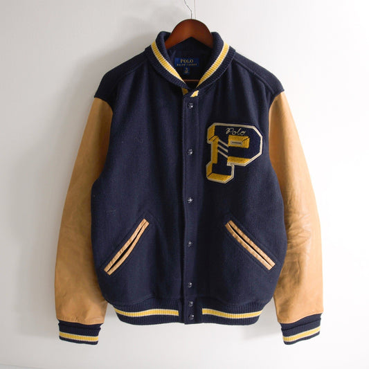POLO RALPH LAUREN Leather Sleeve Varsity Jacket Size XL