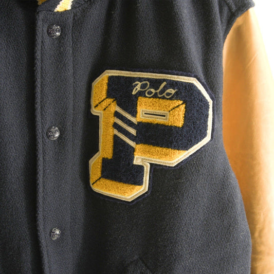 POLO RALPH LAUREN Leather Sleeve Varsity Jacket Size XL