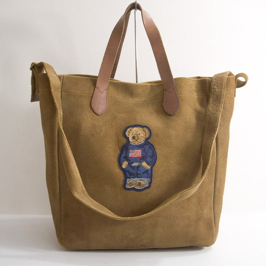 POLO RALPH LAUREN Polo Bear 2-Way Suede Leather Bag Brown