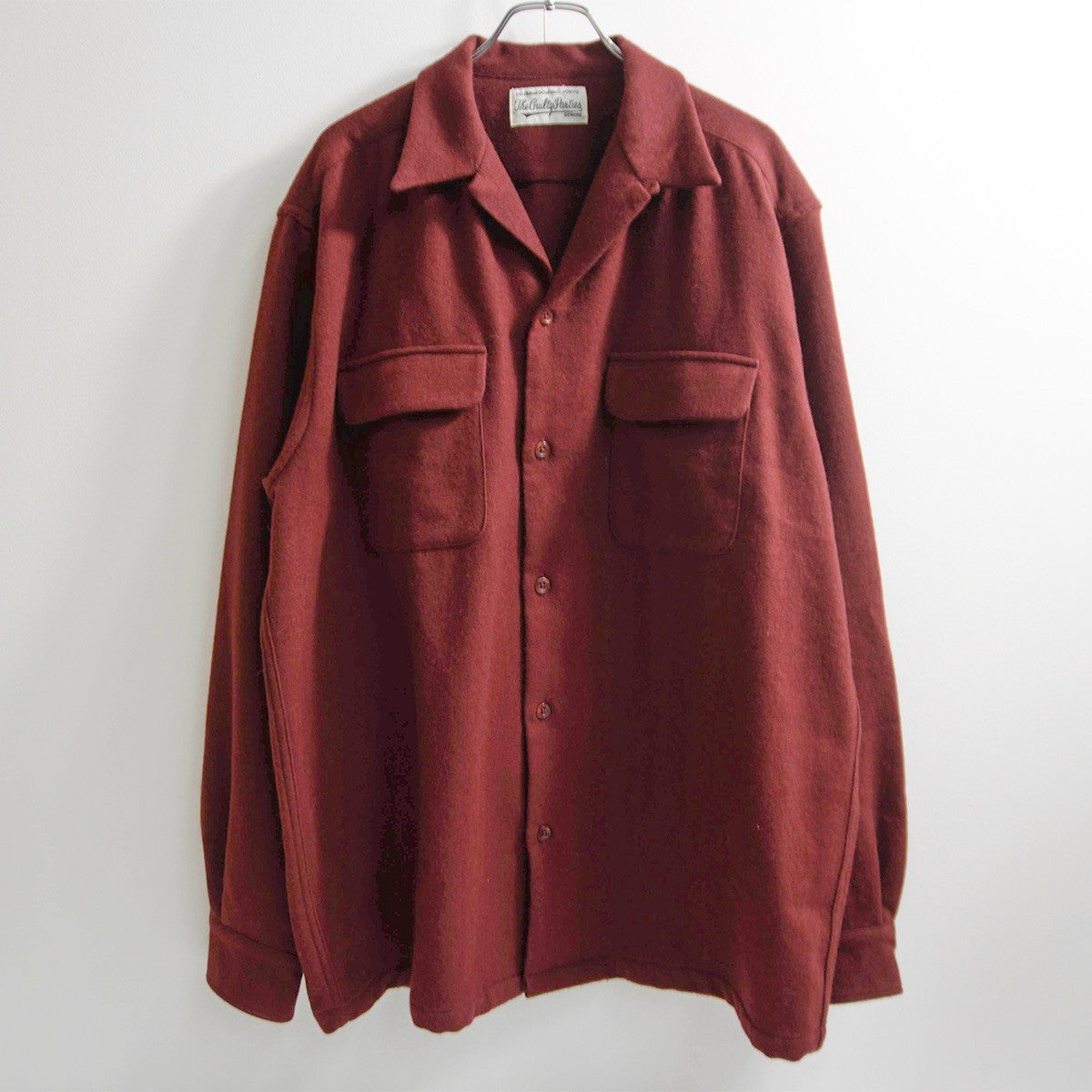 WACKO MARIA Wool Boxy Open Collar Long Sleeve Shirt Size XXL