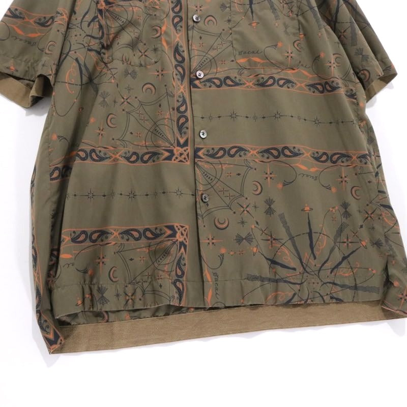sacai 20AW Dr. Woo Bandana Print Shirt Khaki Size 4
