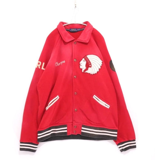 Polo Ralph Lauren Native Patch Varsity Jacket Red Size XXL