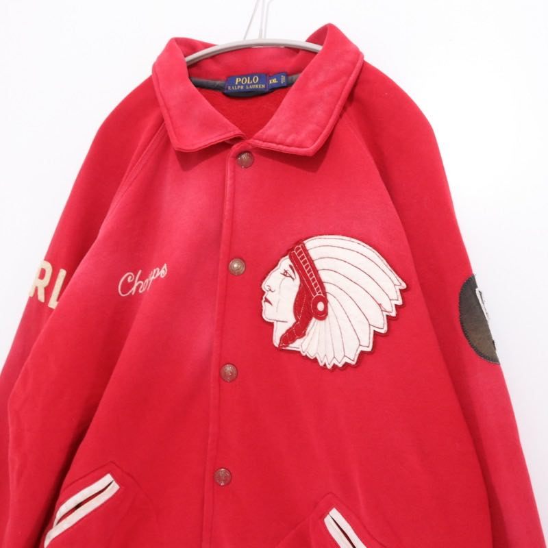 Polo Ralph Lauren Native Patch Varsity Jacket Red Size XXL