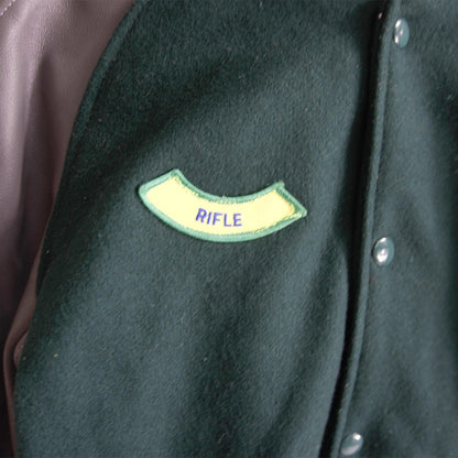 SKOOKUM Melton Leather Varsity Jacket Green Gray Size 42