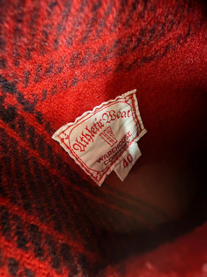 WAREHOUSE Melton Half-Zip Check Jacket Size 40