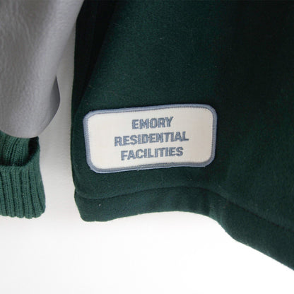 SKOOKUM Melton Leather Varsity Jacket Green Gray Size 42