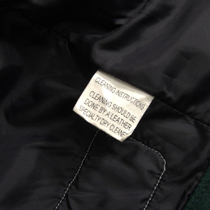 SKOOKUM Melton Leather Varsity Jacket Green Gray Size 42