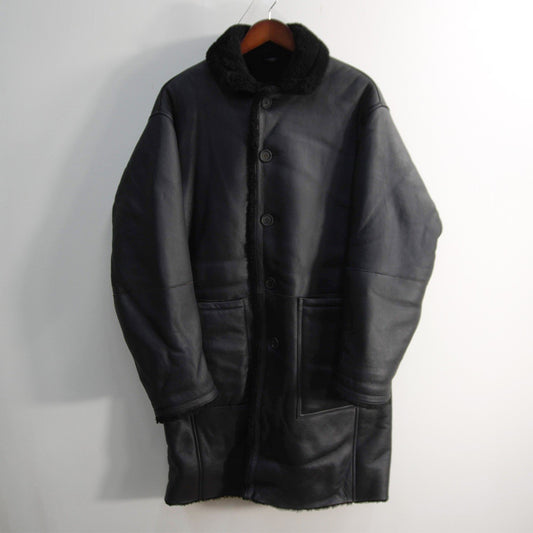 EMMETI SAXTON Mouton Lamb Leather Coat Black Size 48