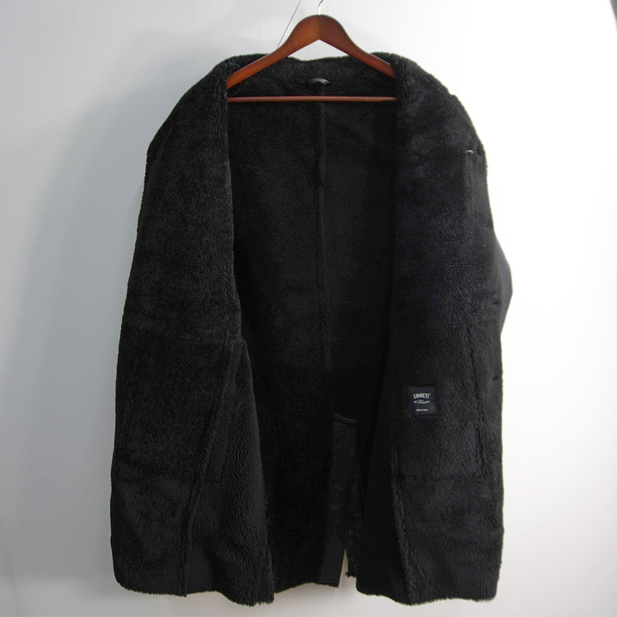 EMMETI SAXTON Mouton Lamb Leather Coat Black Size 48
