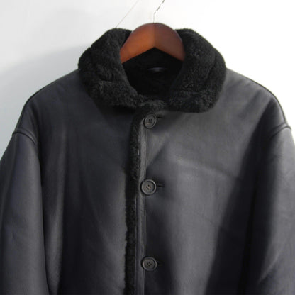 EMMETI SAXTON Mouton Lamb Leather Coat Black Size 48