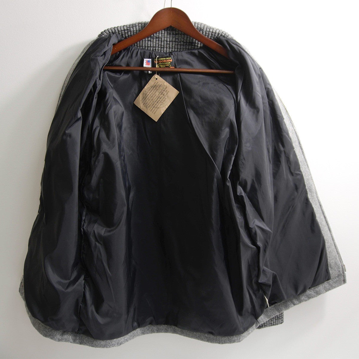 SKOOKUM Melton Leather Varsity Jacket Navy/Gray Size 38