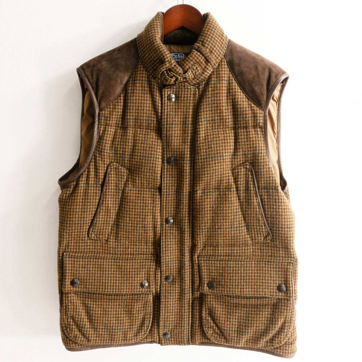 POLO RALPH LAUREN Leather Yoke Wool Down Vest Size L