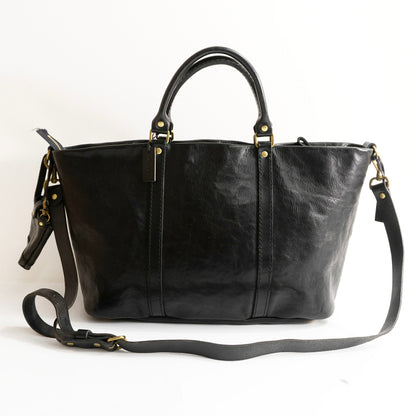 HERZ ORGAN Minerva Box Leather 2-Way Tote Bag Black