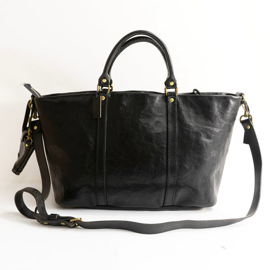 HERZ ORGAN Minerva Box Leather 2-Way Tote Bag Black