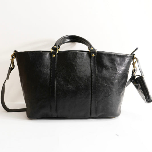 HERZ ORGAN Minerva Box Leather 2-Way Tote Bag Black
