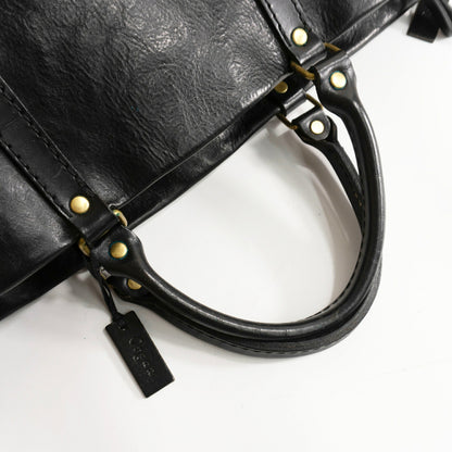 HERZ ORGAN Minerva Box Leather 2-Way Tote Bag Black
