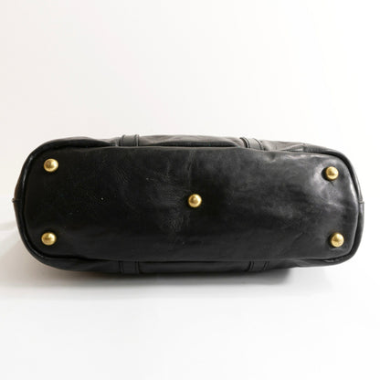 HERZ ORGAN Minerva Box Leather 2-Way Tote Bag Black