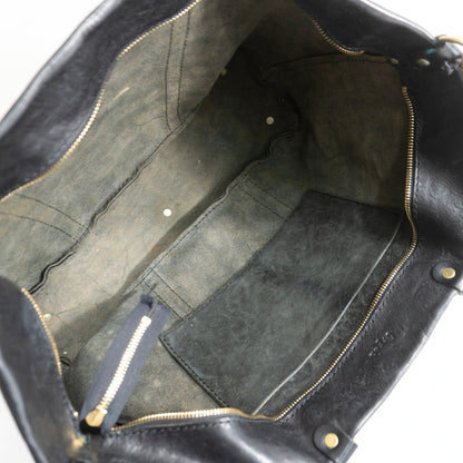 HERZ ORGAN Minerva Box Leather 2-Way Tote Bag Black