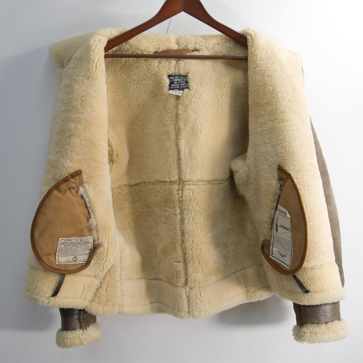 AVIREX B-3 Shearling Bomber Jacket Brown Size 36