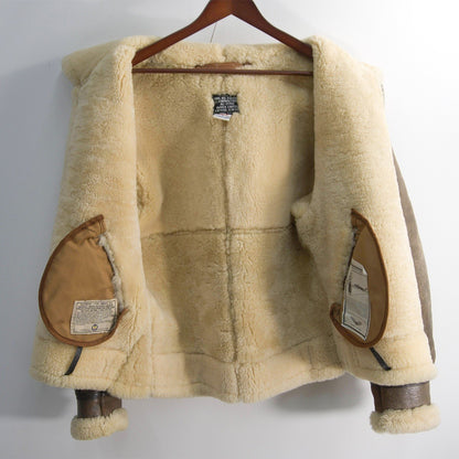 AVIREX B-3 Shearling Bomber Jacket Brown Size 36