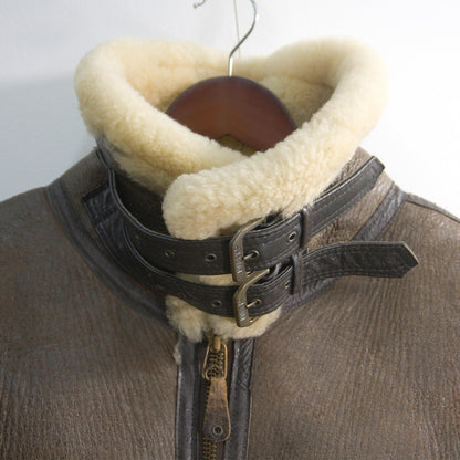 AVIREX B-3 Shearling Bomber Jacket Brown Size 36