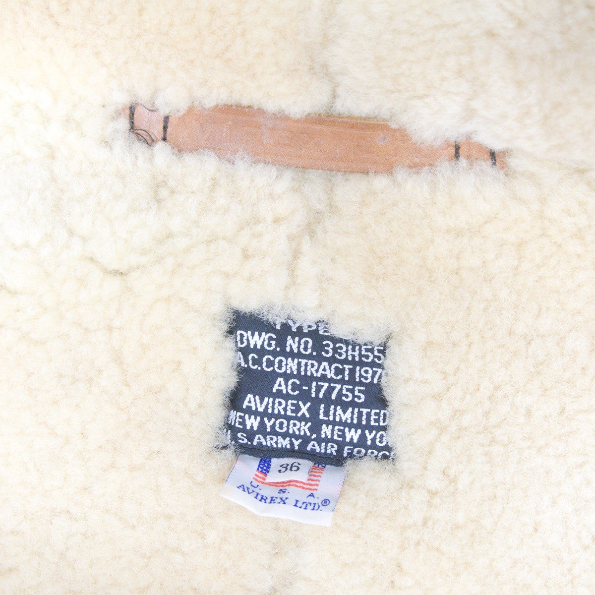 AVIREX B-3 Shearling Bomber Jacket Brown Size 36