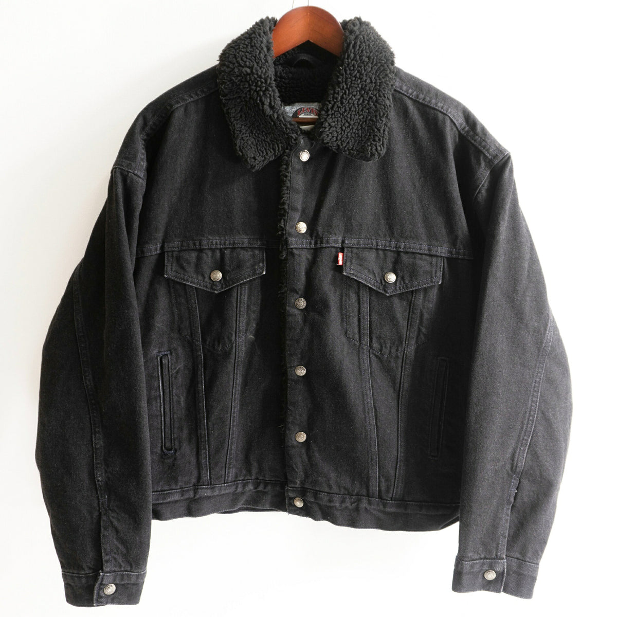 LEVI'S 90s Black Boa Denim Jacket 70629-4159 Size M