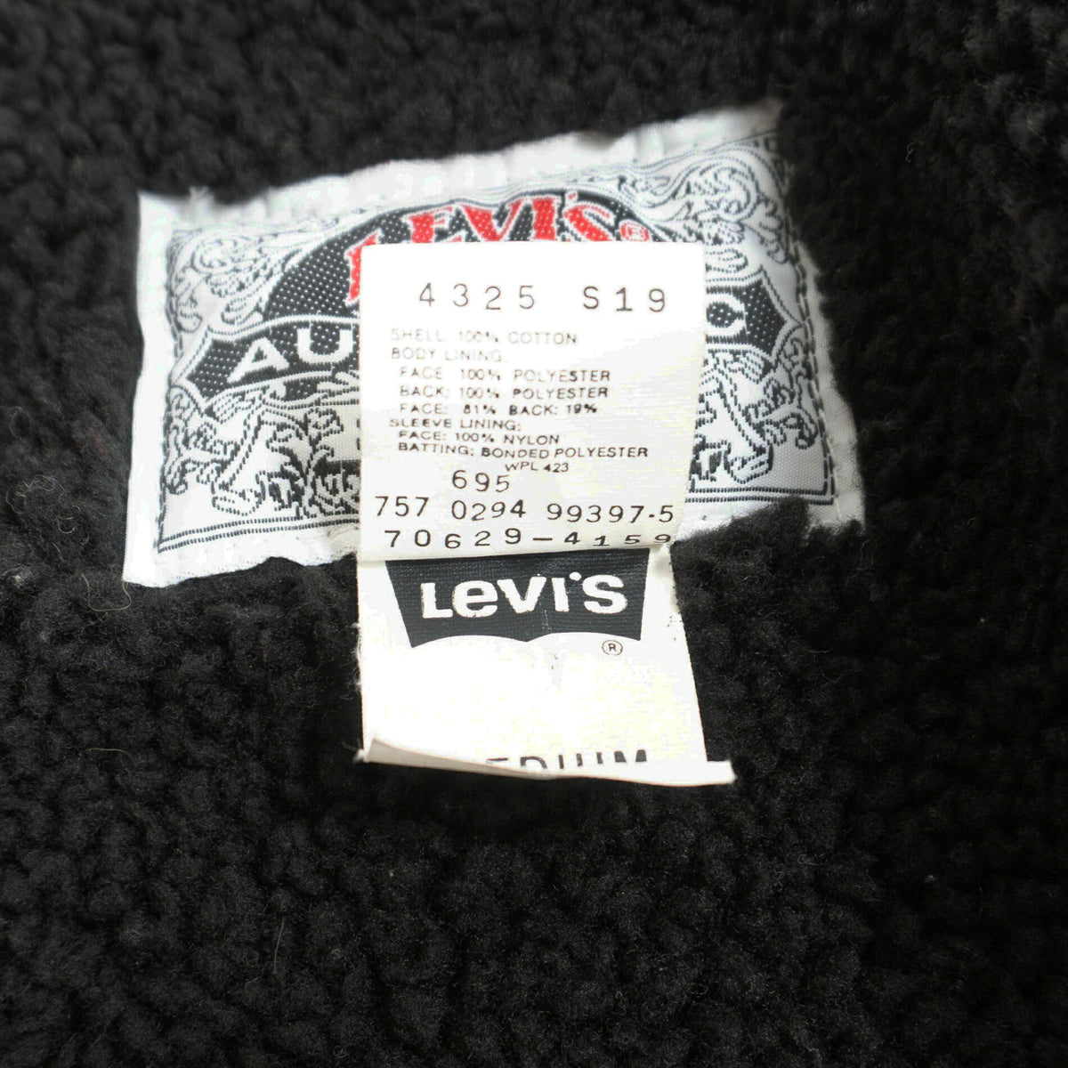 LEVI'S 90s Black Boa Denim Jacket 70629-4159 Size M