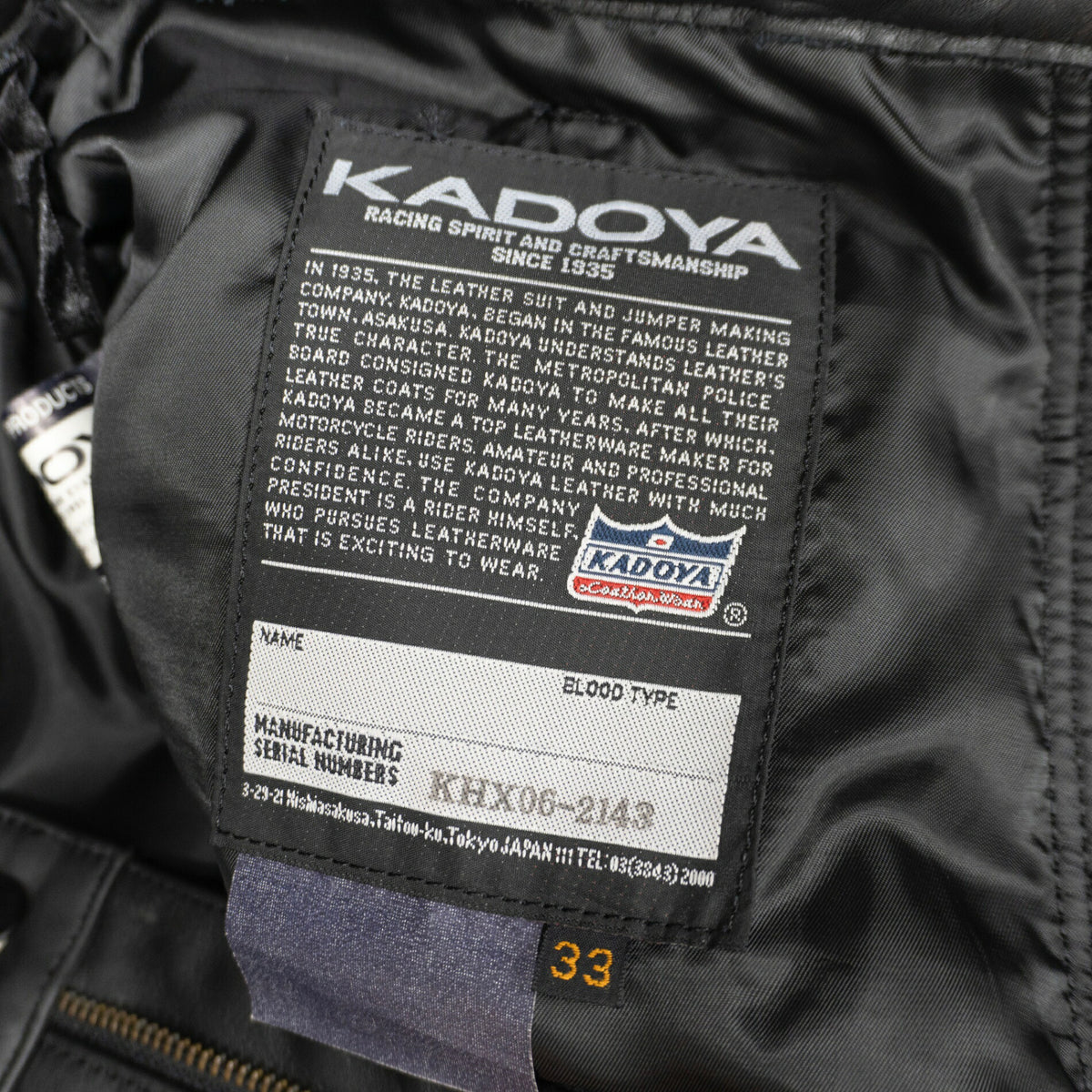 KADOYA Cowhide Leather Pants Black Size 33